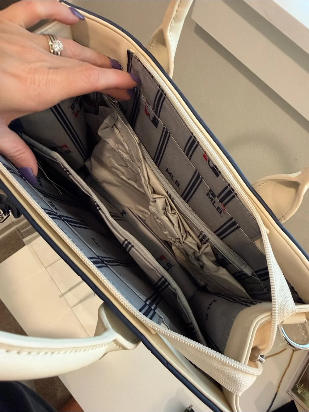 Montana West Navy and Cream Houston Astros Tote with Red Stitching